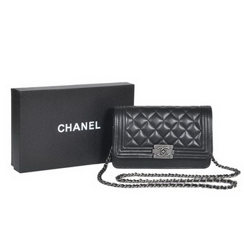 Boy Chanel mini Flap Shoulder Bag Sheepskin Leather Black