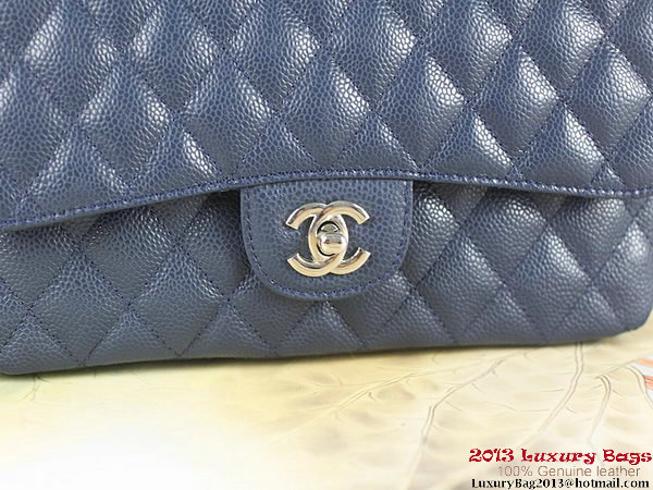 Chanel 2.55 Classic Flap Bag RoyalBlue Original Cannage Patterns Leather Silver