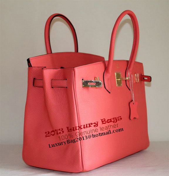 Hermes Birkin 35CM Tote Bag Light Red Clemence Leather H6089 Gold