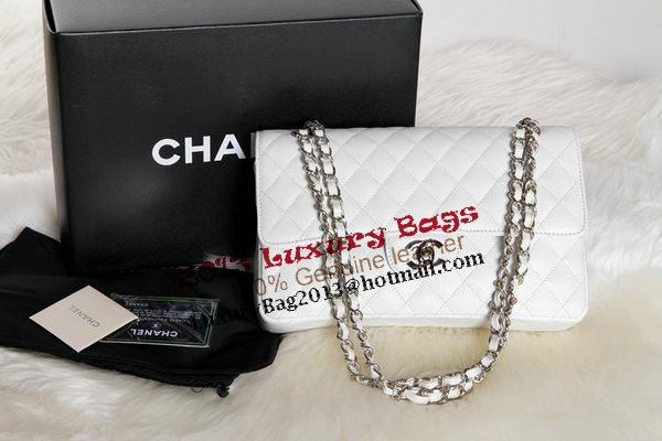 Chanel A1112 2.55 Series Flap Bag Original Caviar Leather White