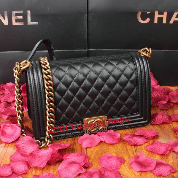 Boy Chanel Flap Shoulder Bag Black Original Leather A67086 Bronze