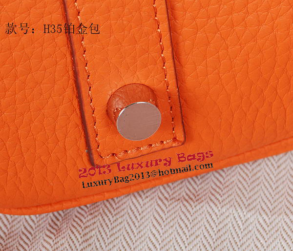 Hermes Birkin 35CM Tote Bag Orange Original Grainy Leather H35 Silver