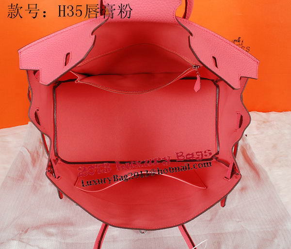 Hermes Birkin 35CM Tote Bag Pink Original Grainy Leather H35 Silver
