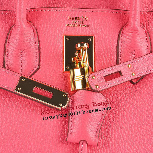 Hermes Birkin 30CM Tote Bags Pink Clemence Leather Gold