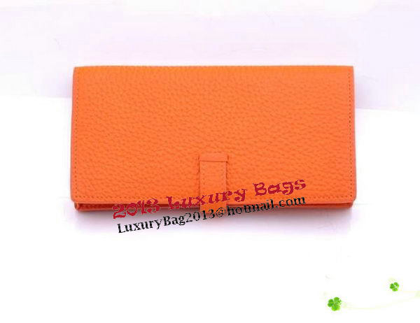 Hermes Bearn Japonaise Bi-Fold Wallet Grainy Leather H68942 Orange