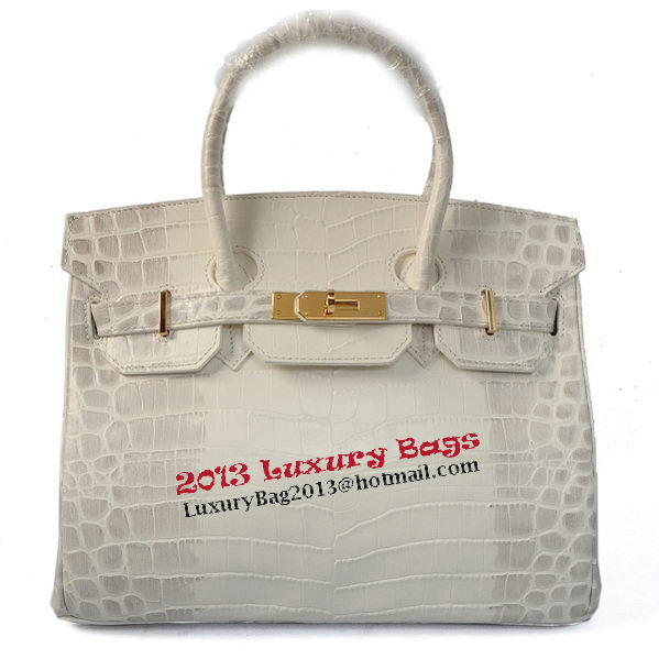 Hermes Birkin 35CM Tote Bag OffWhite Croco Leather Gold