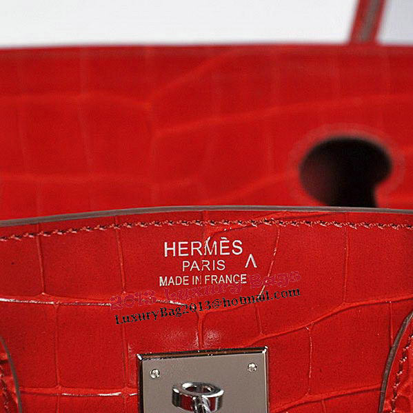 Hermes Birkin 35CM Tote Bag Red Iridescent Croco Leather Silver