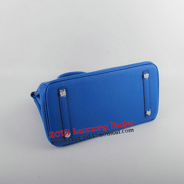 Hermes Birkin 35CM Tote Bags Blue Grainy Leather H-35 Silver