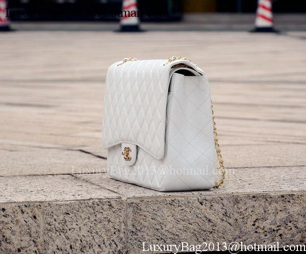Chanel Maxi Quilted Classic Flap Bag White Cannage Pattern A58601 Gold
