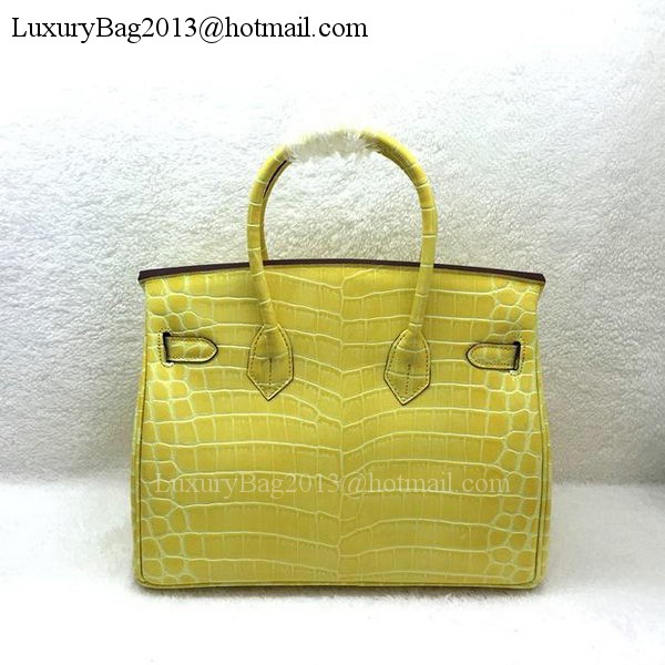 Hermes Birkin 25CM Tote Bag Croco Leather H25TCO Yellow