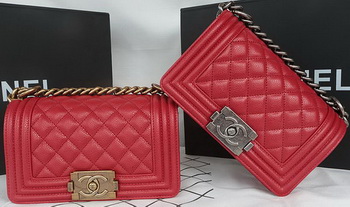 Boy Chanel mini Flap Bag Original Cannage Pattern A67085 Dark Red