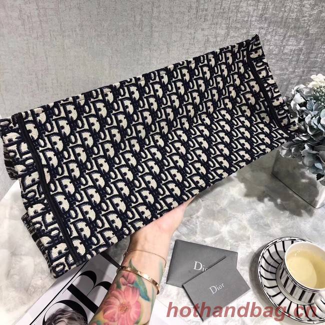 DIOR BOOK TOTE BAG IN EMBROIDERED DIOR OBLIQUE CANVAS M1286 DARK BLUE