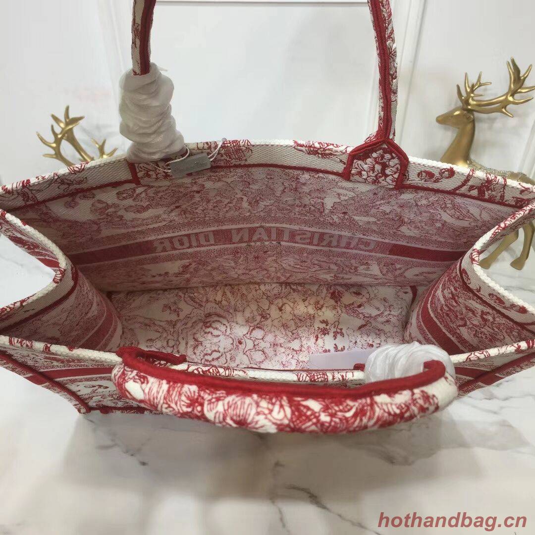 DIOR BOOK TOTE BAG IN EMBROIDERED CANVAS C1286 Pink DIOR BOOK TOTE BAG IN EMBROIDERED CANVAS C1286 Pink