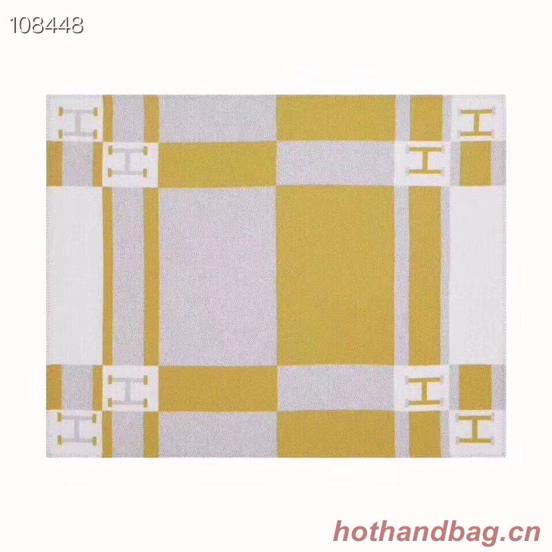 Hermes Lambswool & Cashmere Shawl & Blanket 71152 Yellow