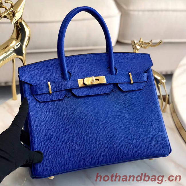 Hermes original Epsom Leather HB35O Electro optic blue&gold Metal