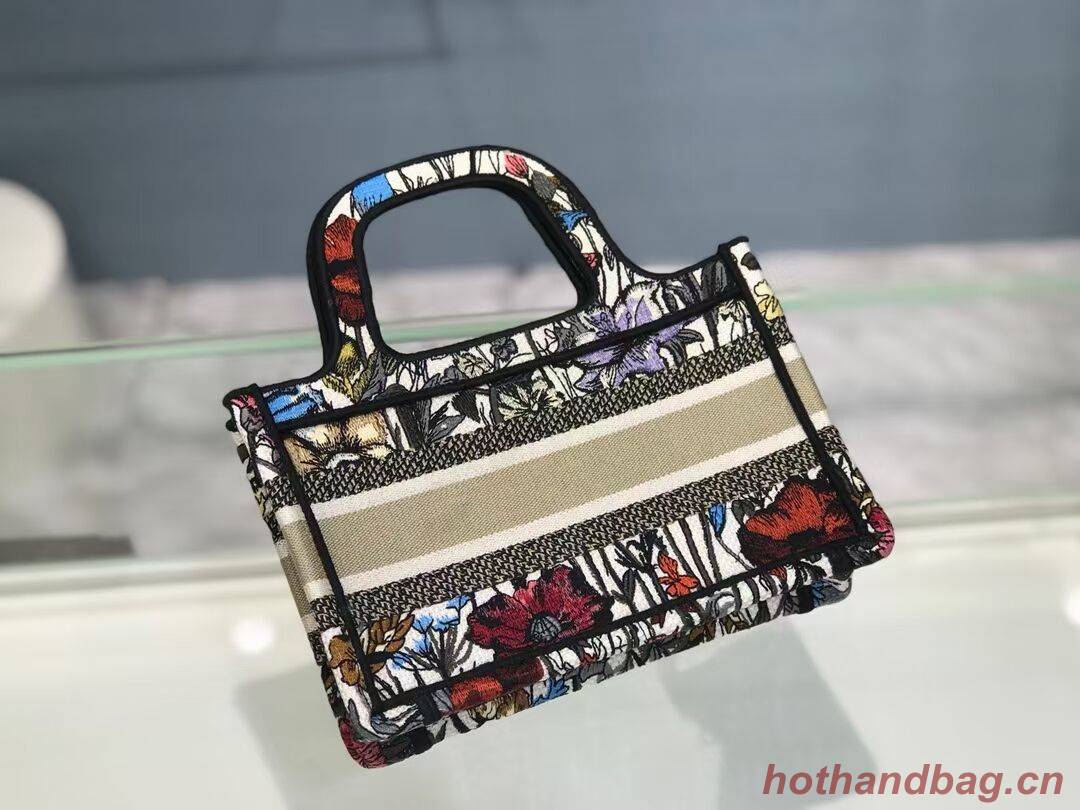 MINI DIOR BOOK TOTE Multicolor Mille Fleurs Embroidery S5475Z