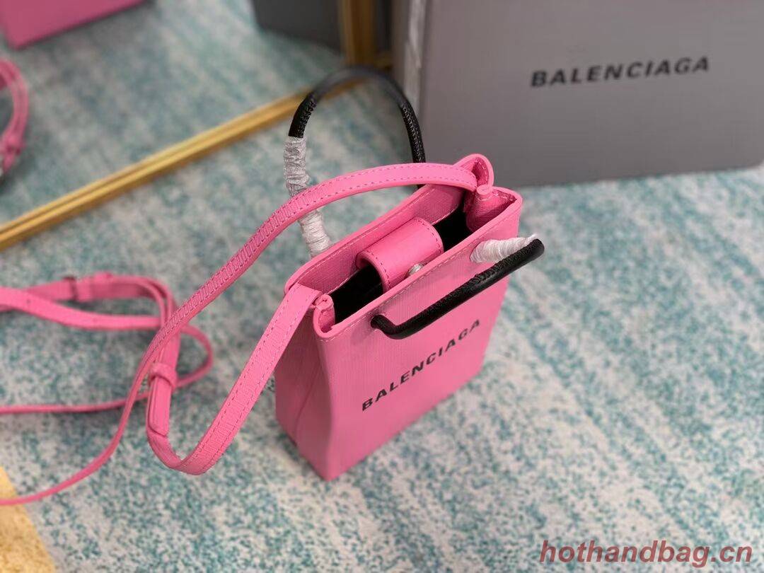 Balenciaga Original Leather Mini Shopper Bag B152865 pink&black