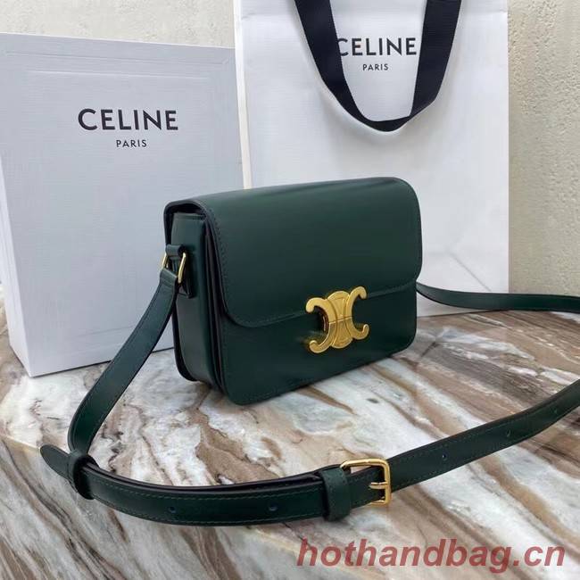 Celine TEEN TRIOMPHE BAG IN SHINY CALFSKIN MINERAL 188423 blackish green
