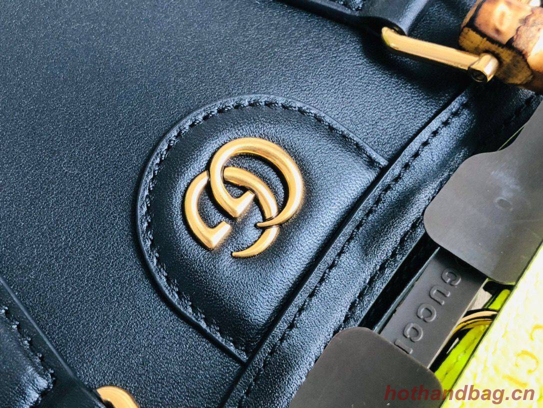 Gucci Diana GG Bamboo Top Handle Original Leather Mini Bag 655661 Black
