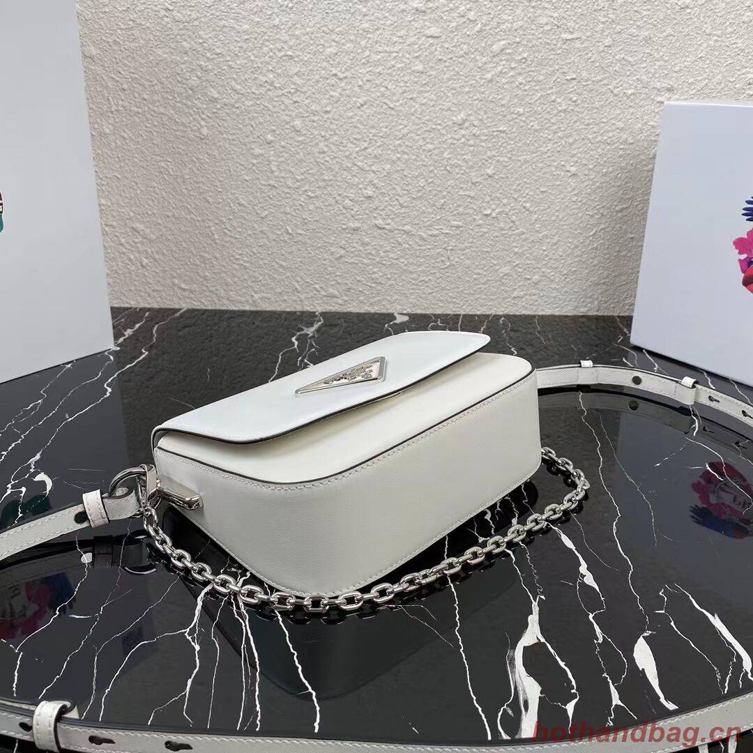 Prada Small brushed leather shoulder bag 1BA263 WHITE