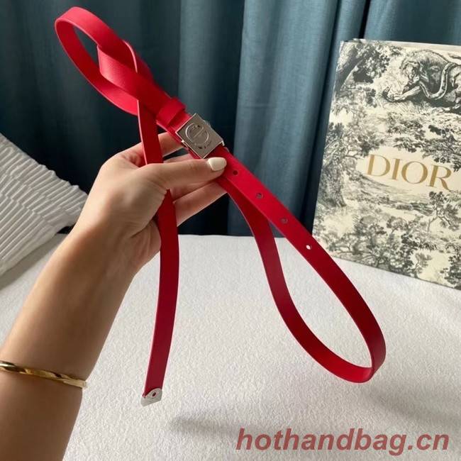 DIOR Leather 17MM Belt B0118UM red Silver Buckle