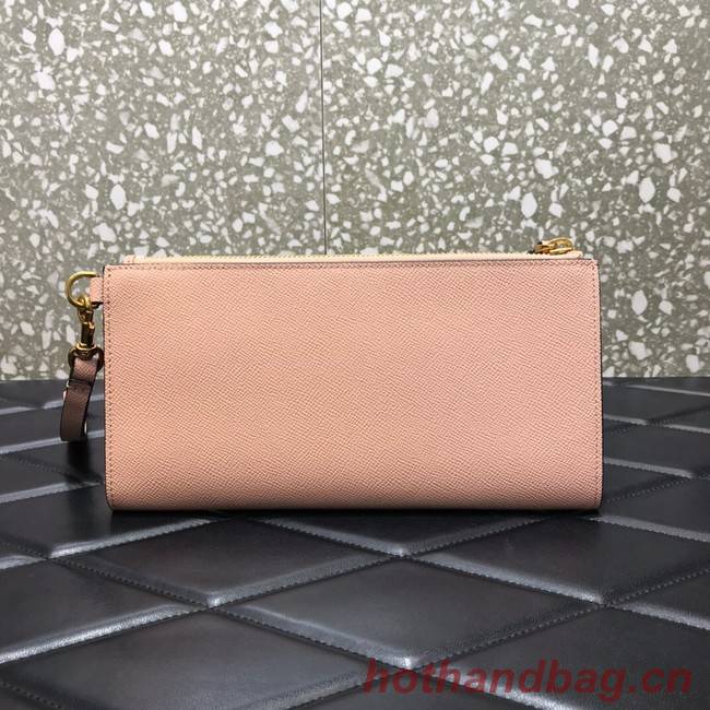 VALENTINO GARAVANI Stud Sign Grained Calfskin clutch bag 0600 pink
