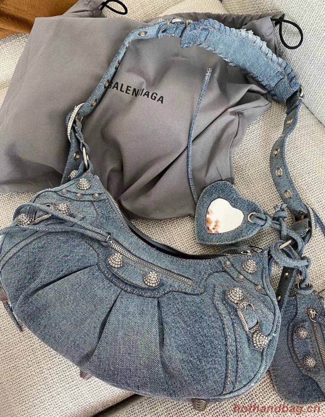 Balenciaga WOMENS LE CAGOLE MEDIUM SHOULDER BAG 27541 Denim