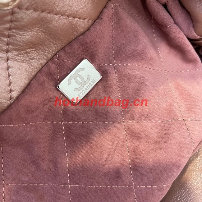 CHANEL MINI 22 HANDBAG  Metallic Calfskin & Silver Metal AS3989 PINK