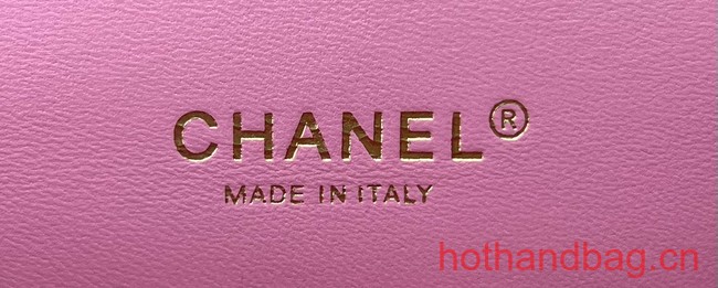 Chanel CLASSIC HANDBAG Wool Tweed A1112 pink