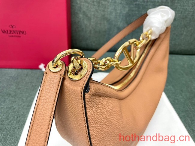 VALENTINO Vlogo Moon small leather HOBO bag chain N08J Cappuccino