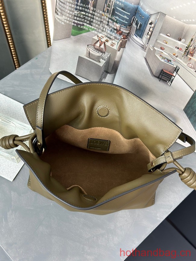 Loewe Mini Napa Leather Flamenco clutch 26941 Khaki Green