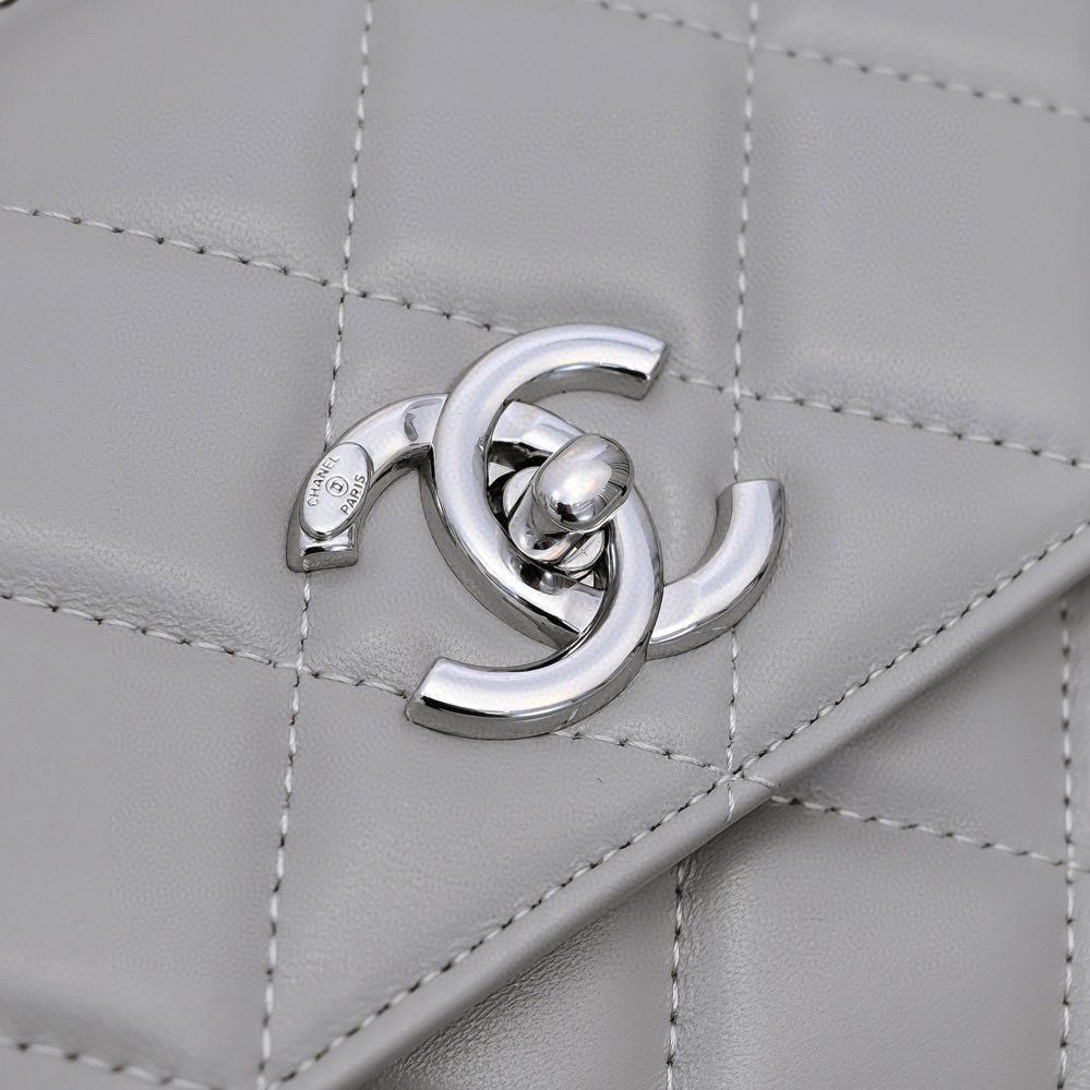 Chanel FLAP BAG WITH TOP HANDLE AS92236 gray