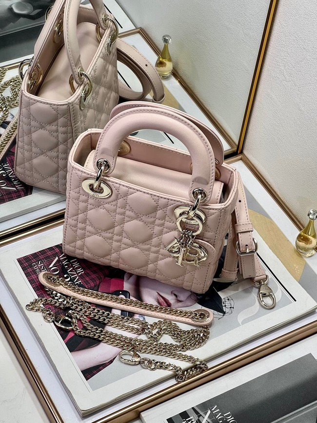 Mini Lady Dior Bag Cannage Lambskin M0505ONG Antique Pink