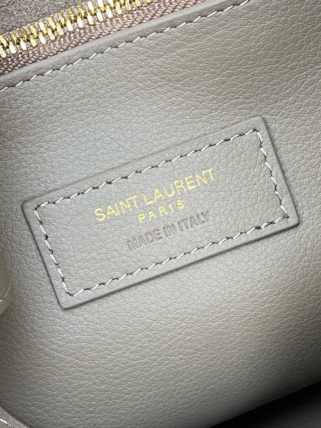 SAINT LAURENT LE 5 A 7 SUPPLE LARGE IN GRAINED LEATHER 753837 DUSTY GREY