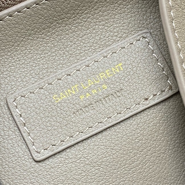 SAINT LAURENT LE 5 A 7 SUPPLE LARGE IN GRAINED LEATHER 753837 LIGHT GRAY