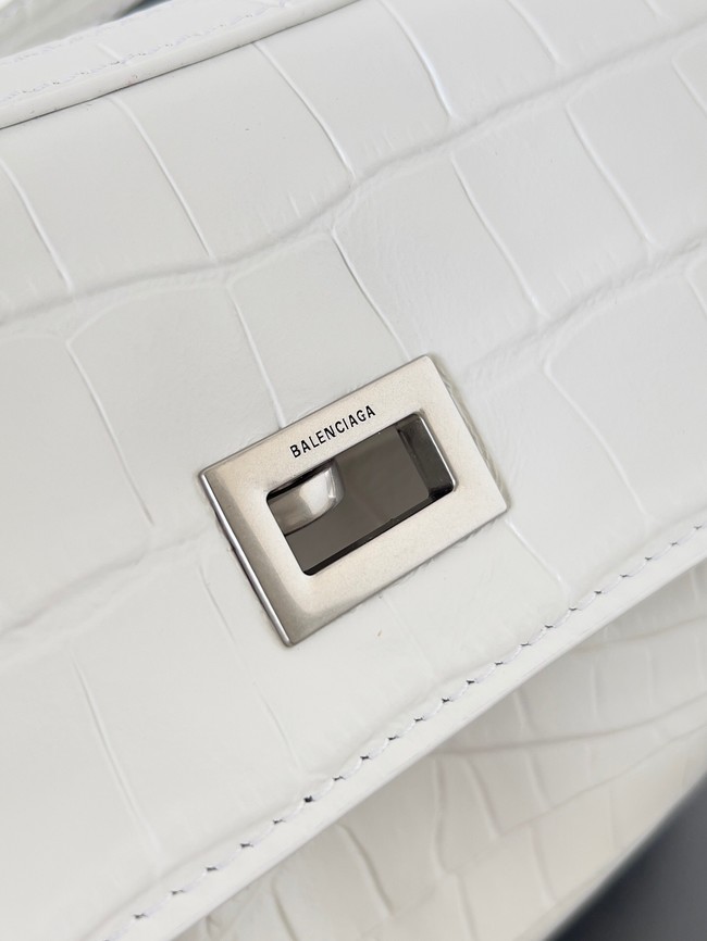 Balenciaga Rodeo Handbag crocodile skin 795457 white&Silver 