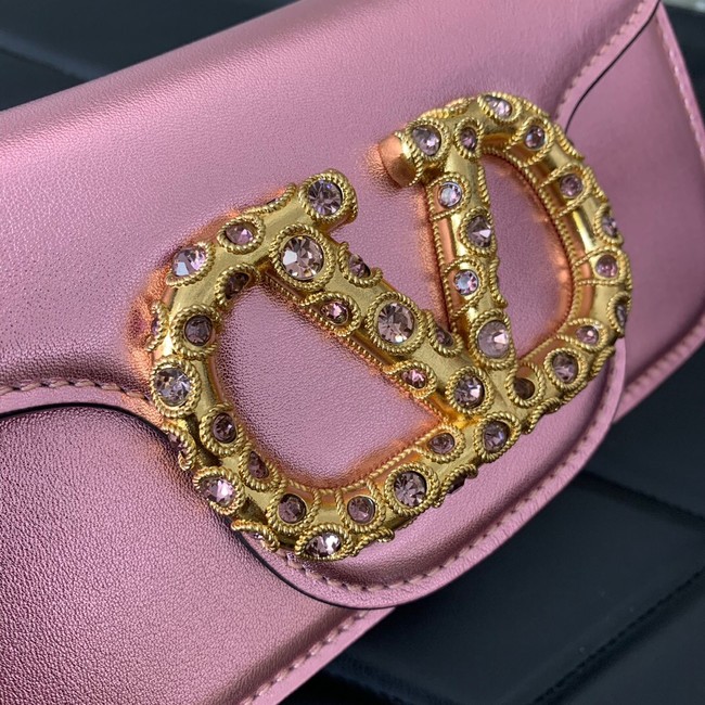 VALENTINO LOCO Small handbag in laminated calfskin WB0K53 pink