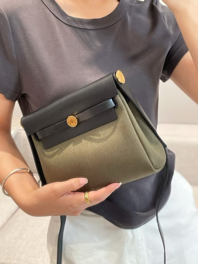 Hermes mini Herbag 20CM Original Canvas Leather & Calfskin 48888-3