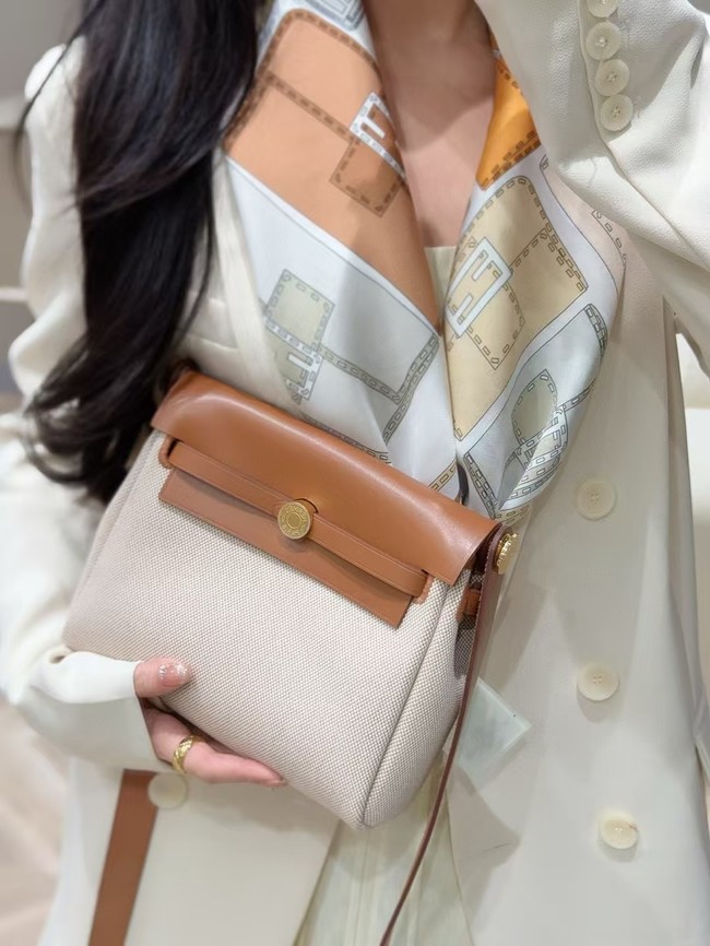 Hermes mini Herbag 20CM Original Canvas Leather & Calfskin 48888-7