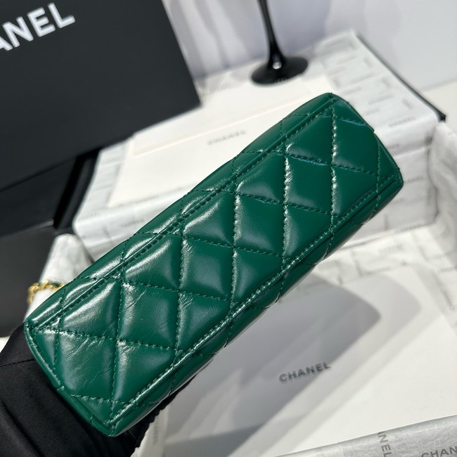 Chanel 23k Vintage Kelly Original Leather Top Handle Bag AS4416 dark green