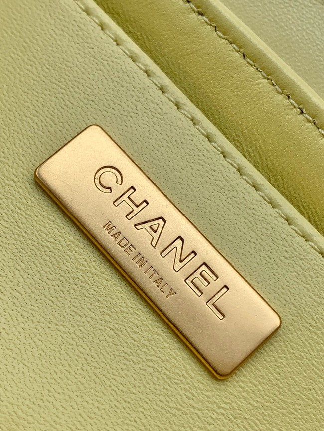 Chanel MINI FLAP BAG WITH TOP HANDLE AS5354 LIGHT YELLOW