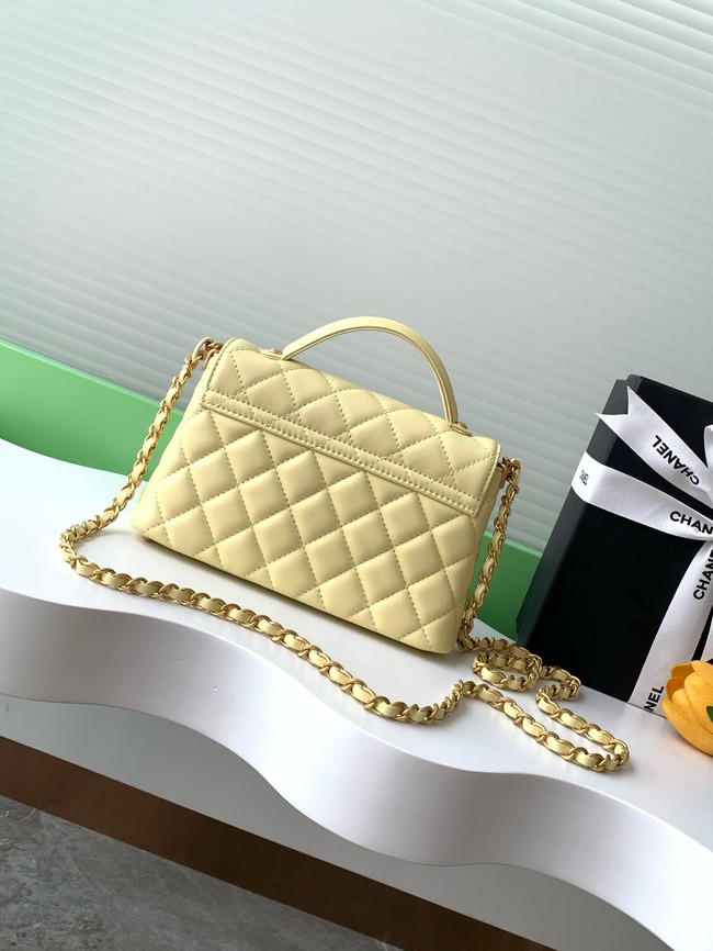 Chanel SMALL FLAP BAG WITH TOP HANDLE AS5355 LIGHT YELLOW