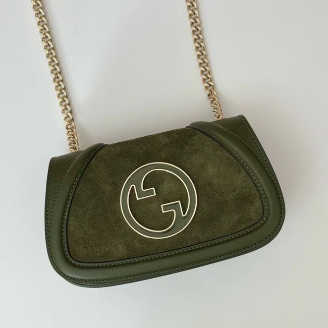 GUCCI BLONDIE SMALL SHOULDER BAG suede 815711 DARK GREEN