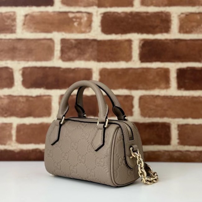 GUCCI GG EMBLEM SMALL BOSTON BAG 815256 Taupe