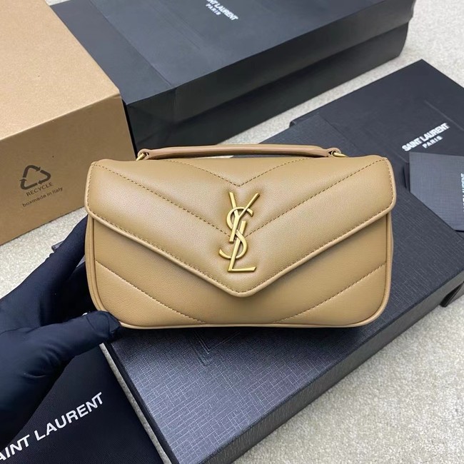 SAINT LAURENT LOULOU MINI IN LAMBSKIN 821749 NATURAL TAN