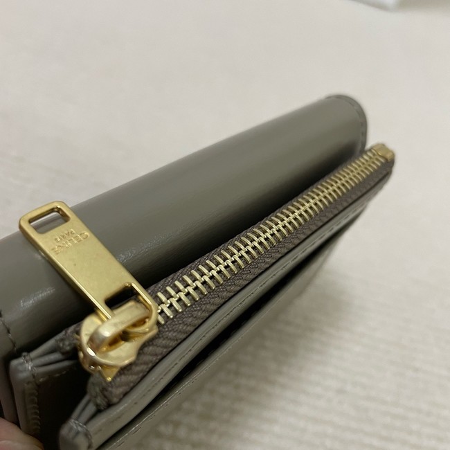 Celine SMALL FLAP WALLET TRIOMPHE IN SHINY CALFSKIN 10L653 dark gray