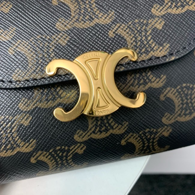 Celine SMALL FLAP WALLET TRIOMPHE IN TRIOMPHE CANVAS 10D783 BROWN