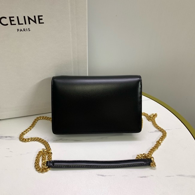 Celine WALLET ON CHAIN MARGO IN SHINY CALFSKIN 10L033 BLACK