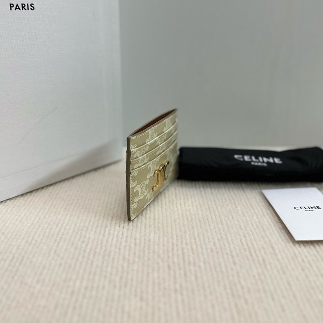 Celine CARD HOLDER TRIOMPHE IN TRIOMPHE CANVAS 10L833 Off-white