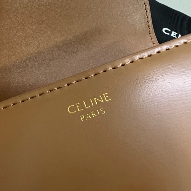 Celine SMALL FLAP WALLET TRIOMPHE IN SHINY CALFSKIN 10D783 Khaki